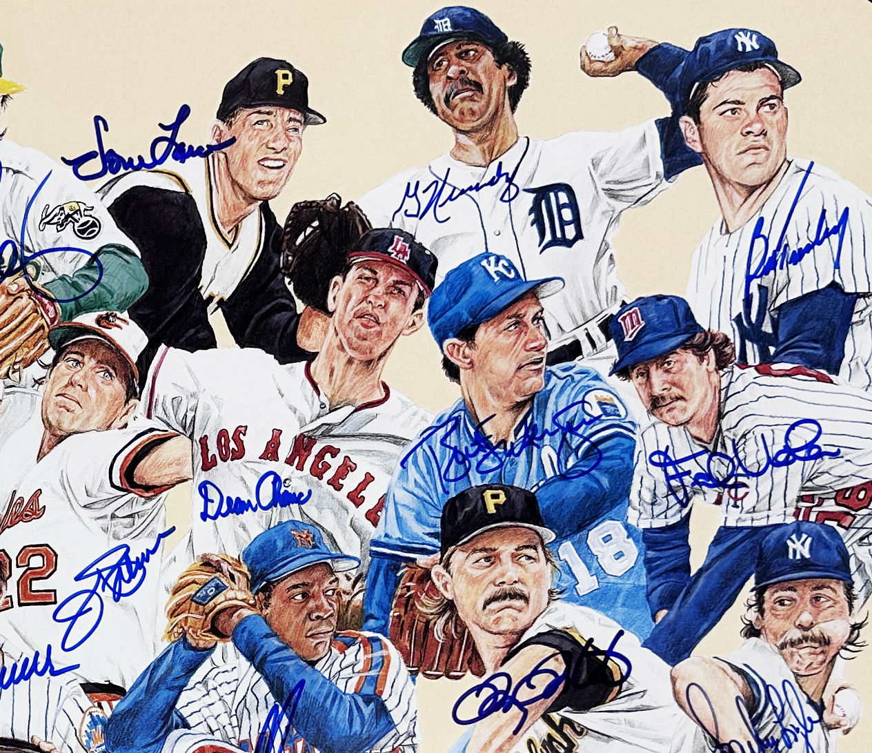 Tom Seaver Whitey Ford, Steve Carlton Multi-Signed Unframed 22x28 Artist Composite MLB Poster - Image 5