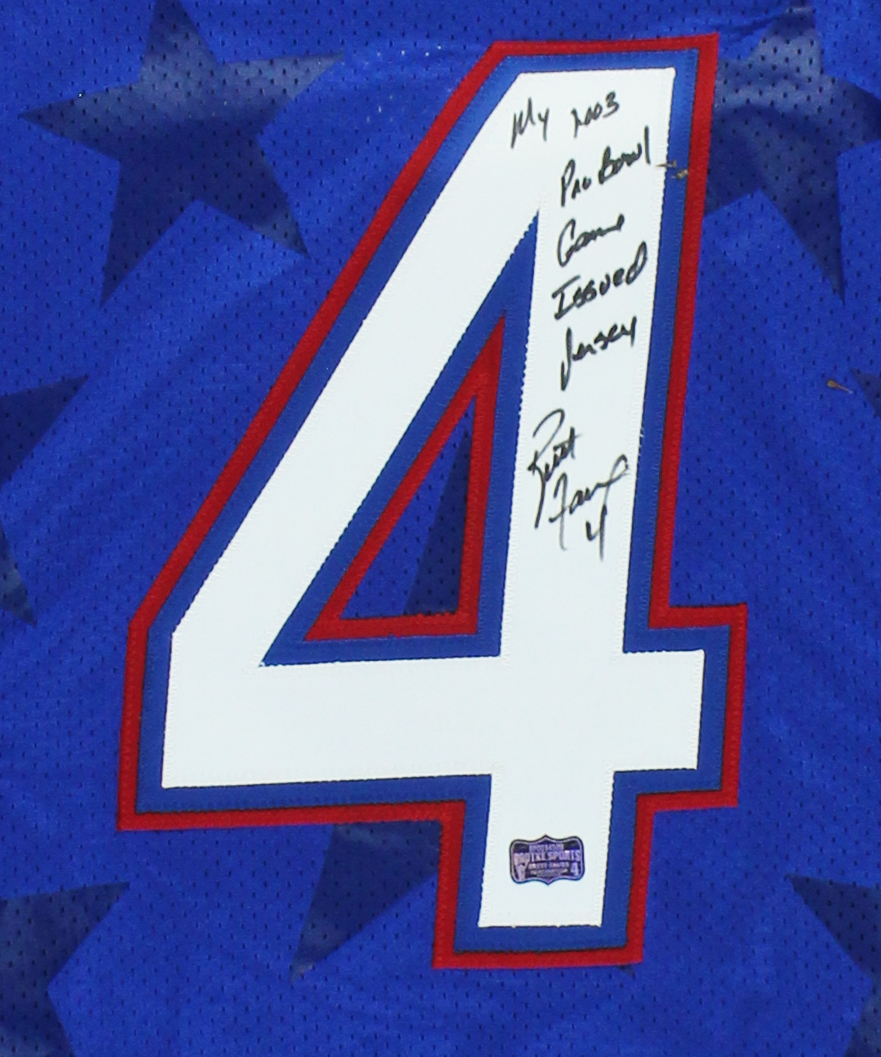 Brett Favre Signed Green Bay Packers Reebok 2003 Pro Bowl Game Issued Blue Jersey with Inscription - Image 2