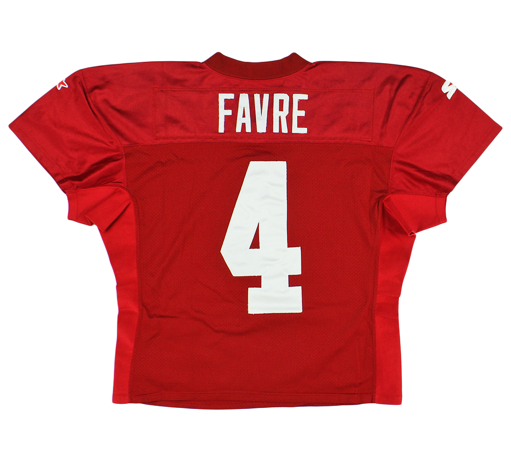 Brett Favre Signed Green Bay Packers Practice Worn Red NFL Starter Jersey with 4 Inscriptions - Image 4