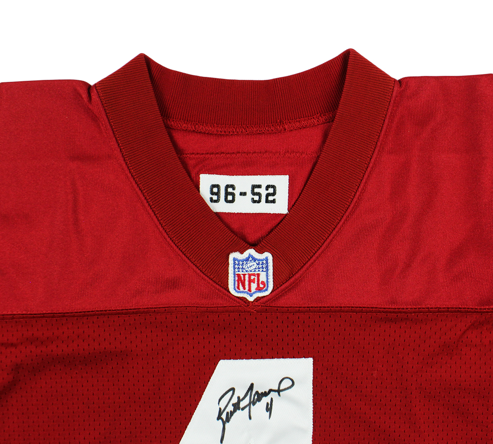 Brett Favre Signed Green Bay Packers Practice Worn Red NFL Starter Jersey with 4 Inscriptions - Image 3