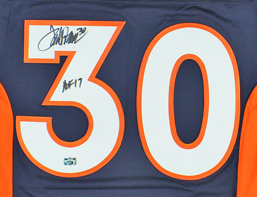 Terrell Davis Signed Denver Broncos Mitchell & Ness Blue1995 NFL Jersey with "HOF 17" Inscription - Radtke Sports Authenticated - Image 2