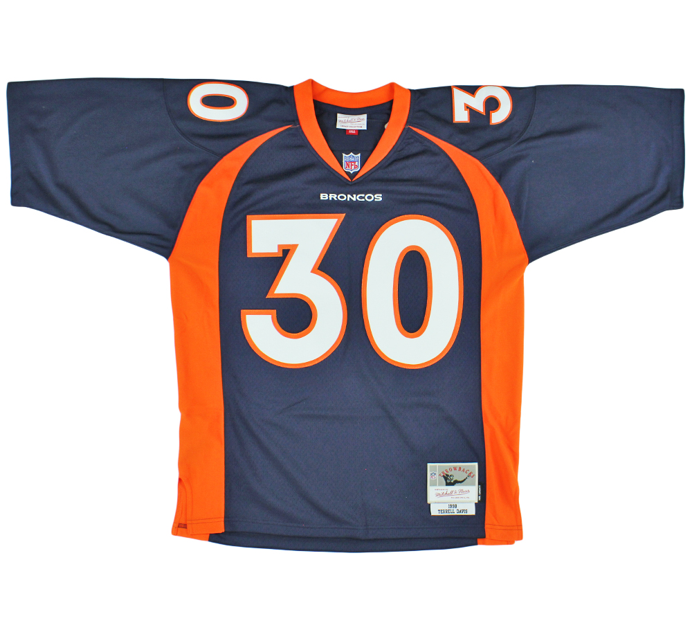 Terrell Davis Signed Denver Broncos Mitchell & Ness Blue1995 NFL Jersey with "HOF 17" Inscription - Radtke Sports Authenticated - Image 3