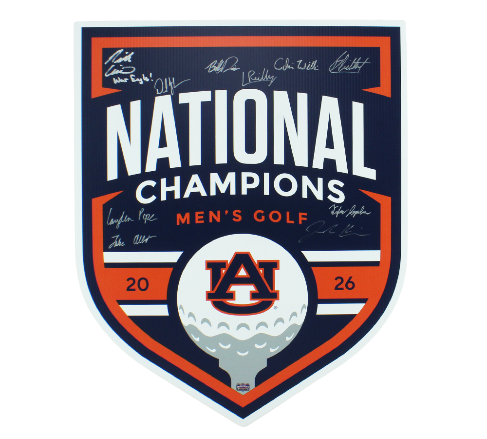 Jackson Koivun, Smith Summerlin, Logan Reilly Signed 2026 Auburn Tigers Mens Golf Team 24x30 Corriboard Sign