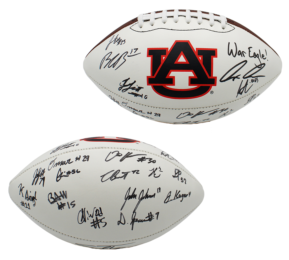 Jo Simmons, Cole Best, Stanton Ramil Signed Auburn Tigers 2026 Starting Offense Nike Vapor 24/7 NCAA Football