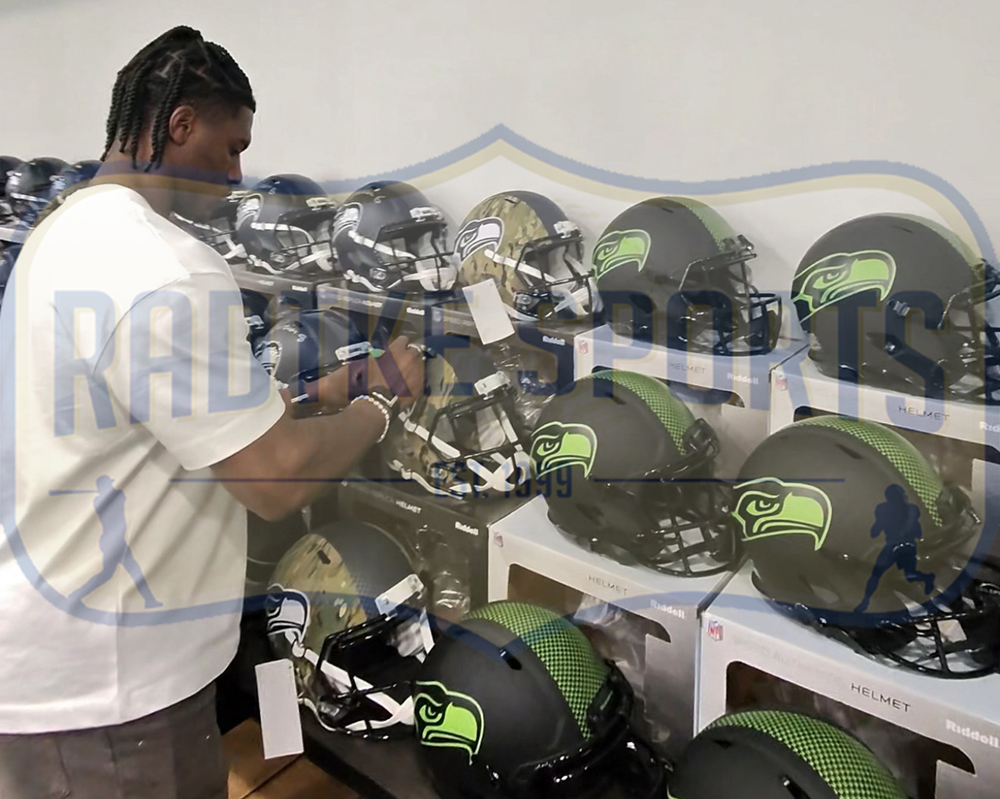 Jadarian Price Signed Seattle Seahawks Speed Full Size Camo NFL Helmet - Radtke Sports Authenticated - Image 2