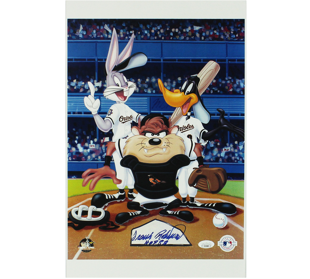Frank Robinson Signed Baltimore Orioles Unframed 12x17 Looney Tunes MLB Photo with "HOF 82" Inscription