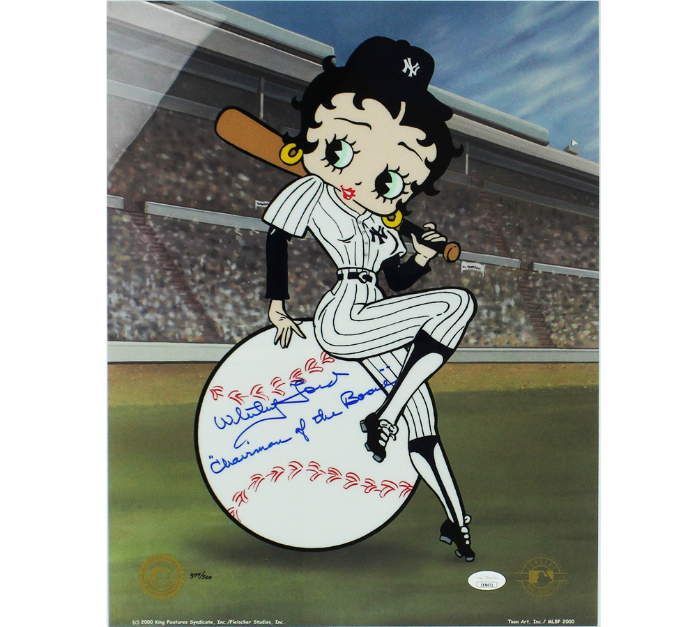 Whitey Ford Signed New York Yankees Unframed 16x20 Betty Boop MLB Photo Limited Edition 377/500 with "Chairman of the Board" Inscription