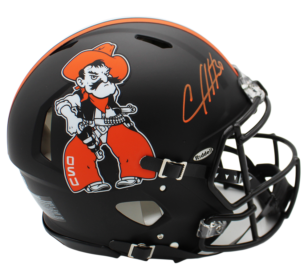 Chuba Hubbard Signed Oklahoma State Cowboys Speed Authentic Black Pistol Pete NCAA Helmet - Radtke Sports Authenticated - Image 2