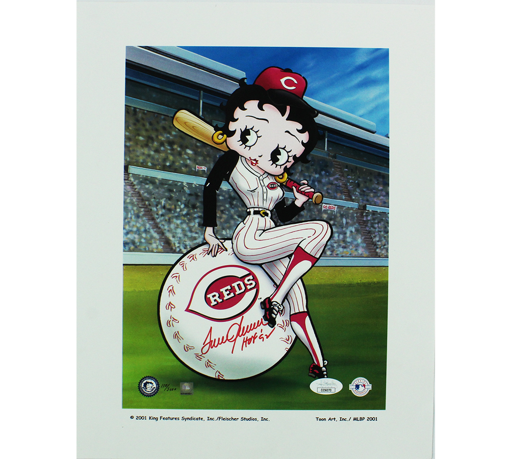 Tom Seaver Signed Cincinnati Reds Unframed 11x14 Betty Boop MLB Photo LE/5000 with "HOF 92" Inscription