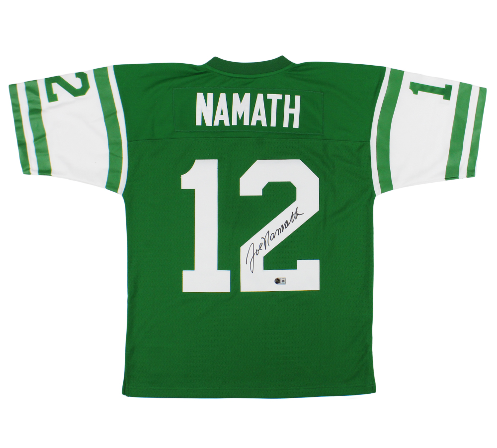 Joe Namath Signed New York Jets Mitchell and Ness Green NFL Jersey - Beckett Authenticated