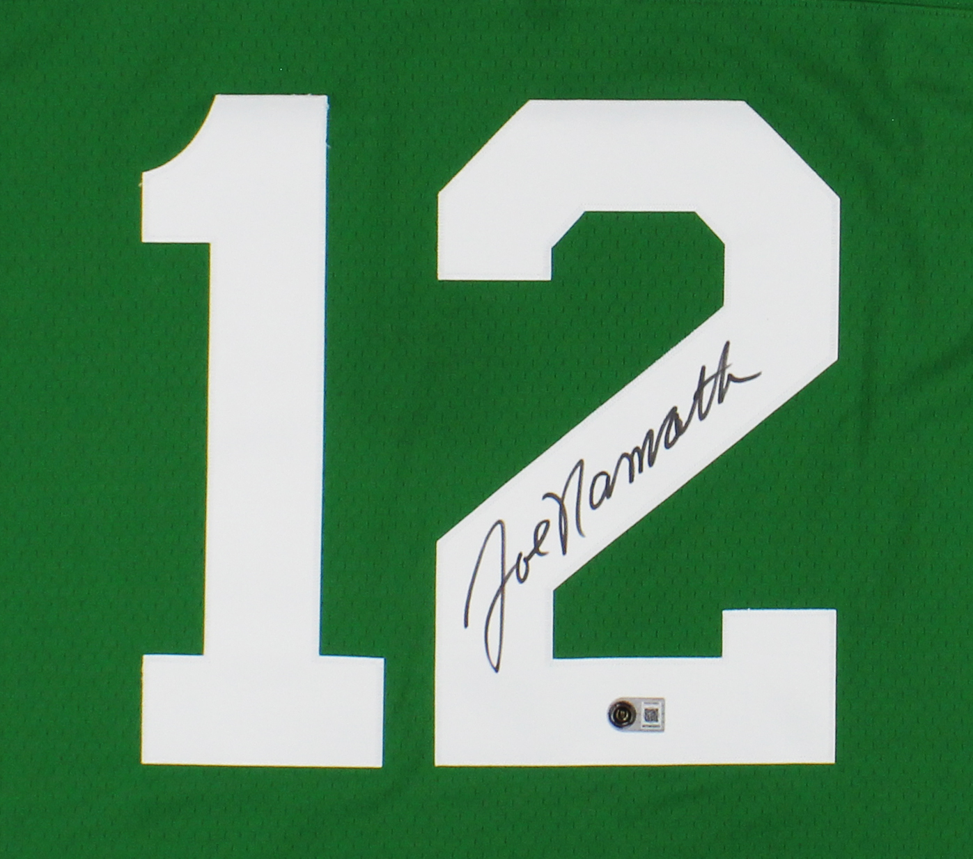 Joe Namath Signed New York Jets Mitchell and Ness Green NFL Jersey - Beckett Authenticated - Image 2